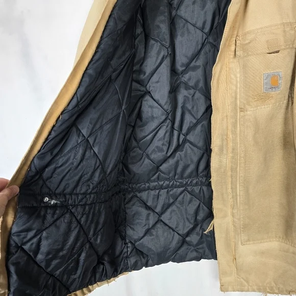 Vintage Carhartt Thrashed Worn In Faded Arctic Duck Canvas Chore Coat - Picture 3 of 16